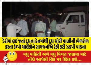 ડેરીમાં લઇ જતાં દૂધના કેનમાંથી દૂધ ચોરી પાણીની ભેળસેળ કરતા ટેમ્પો ચાલકોને ગ્રામજનોએ રેકી કરી ઝડપી પાડ્યા