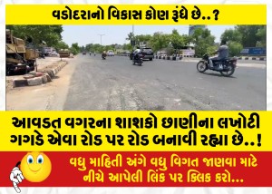 આવડત વગરના શાશકો છાણીના લખોટી ગગડે એવા રોડ પર રોડ બનાવી રહ્યા છે..!