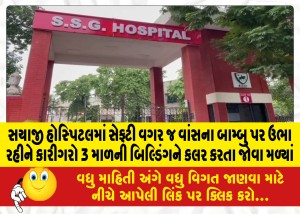 MailVadodara.com - At-Sayaji-Hospital-workers-were-seen-painting-a-3-storey-building-without-safety-while-standing-on-bamboo-poles