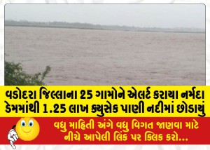 MailVadodara.com - 25-villages-in-Vadodara-district-alerted-1-25-lakh-cusecs-of-water-released-from-Narmada-dam-into-river